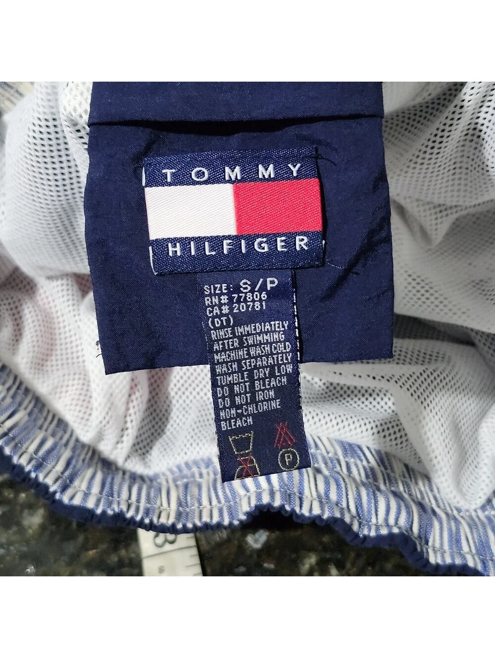 Vintage 90s Tommy Hilfiger Swimming Trunks Shorts Retro Color Block Summer Rare